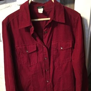 J Crew Wine Vintage Burgandy Fine Corduroy Shirt